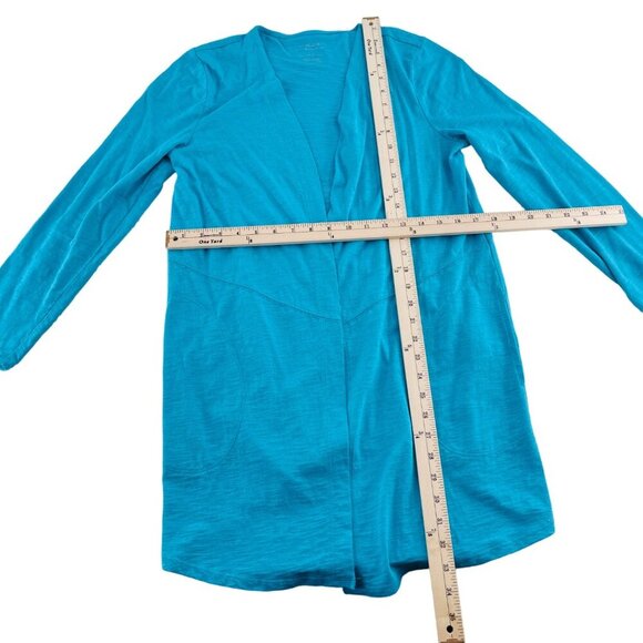 Chicos The Ultimate Tee Turquoise Cardigan Size 0 Samll Open Front Modal Blend - Picture 3 of 4